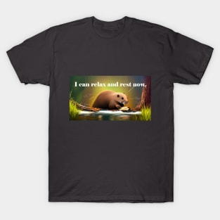 Mantra for sleep and self care with beaver colorful design T-Shirt
